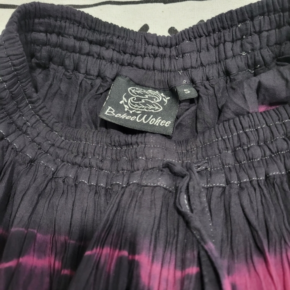 BoheeWohee Women's Cotton Gypsy Boho 4- Tiered A-Line Pleated Max Skirt Size S - Picture 10 of 11